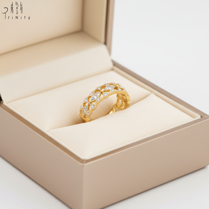 แหวนเพชรแท้ทำมือทองคำ 18K คุณภาพสูงสไตล์วินเทจสำหรับผู้หญิง ดีไซน์ลายถักแบบโบราณ เหมาะสำหรับวันครบรอบ - Product Image 5