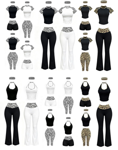 Completo Y2K MILADY con Top Halter Stampa Leopardata e Pantaloni Svasati Pieghevoli per Donna, Set Due Pezzi con Fascia per Capelli Abbinata Stampa Ghepardo - Product Image 6