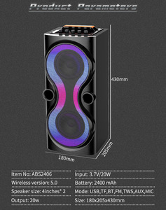 Potente Altavoz Doble de 20W con Luces de Colores y Control Remoto, <span class=keywords><strong>Radio</strong></span> <span class=keywords><strong>FM</strong></span>, Micrófono y Pantalla Grande para Diversión Familiar de Karaoke - Product Image 6