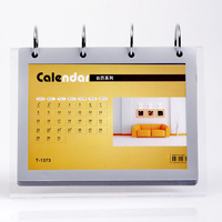 Exhibidor de Calendario Acrílico en Forma de V para Escritorio, Portamenús Acrílico con Páginas Desplegables