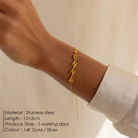 Bracelet personnalisé avec initiales Emanco Jewelry Dropshipping, minimaliste, plaqué or, lettres en acier inoxydable personnalisées