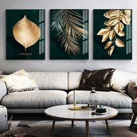 Affiche murale sans cadre avec feuilles de plantes dorées abstraites, impression sur toile de style moderne, peinture artistique, décoration unique pour le salon