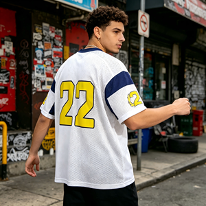 เสื้อเจอร์ซีย์แฟนคลับแฟชั่นสตรีทแวร์ Y2K ทรงโอเวอร์ไซส์ ปรับแต่งได้ ผลิตโดยโรงงาน ODM รับผลิตตามสั่ง พร้อมปักโลโก้ เสื้อเจอร์ซีย์ลำลองสำหรับวันแข่งขันฟุตบอลสำหรับแฟนๆ - Product Image 6
