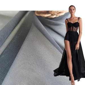 Custom 4 Way Stretch Nylon Spandex Elastic Sheer Tulle Mesh Fabric For Ladies Underwear Elastic Tube Tops