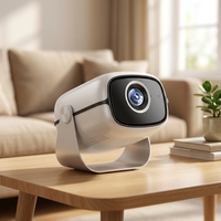 Projecteur LED portable, système intelligent Android, commande vocale AI, rotation, prise en charge du Wi-Fi, décodage 1080P, haut-parleurs intégrés, pour la maison et l'extérieur