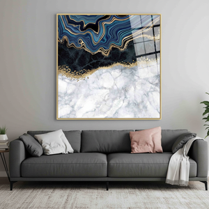 Elegant Gold <b>Framed</b> <b>Canvas</b> Print: Blue Marble Graphic Design,TEMPERED GLASS ART - Product Image 3
