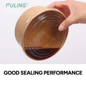 FULING 18oz 26oz 36oz 38oz 46oz kertas Kraft ramah lingkungan wadah makanan untuk salad mangkuk bulat sekali pakai - Product Image 2