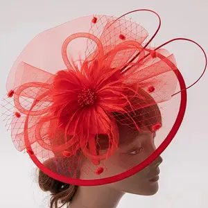 Bán Buôn Lưới Fascinator Lông Phụ Kiện Tóc Cô Dâu Pha Lê Wedding Tea Party Headband Clip Cho Phụ Nữ