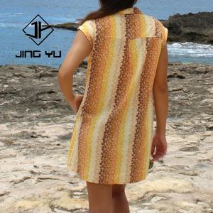 Custom Fashion <b>Hawaiian</b> Beachwear Cotton Loose Design Women's Printed Aloha <b>Shorts</b> Shirt Dress - Product Image 3