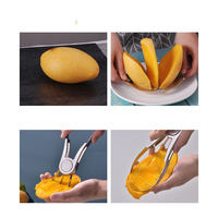 2 In 1 Mango Peeling Separator Pawpaw Graven Roestvrijstalen Dunschiller Handleiding Mango Snijmachine Fruitblokjes Cutter Keuken Accessoires