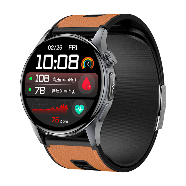 S200 Android AMOLED Leather IP67 Magnetic Blood Pressure Smart Health Watch ECG EDA Blood Oxygen Heart Rate Sleep Monitoring Air