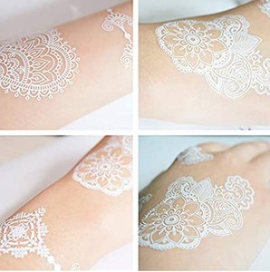100 Hojas de Pegatinas de <span class=keywords><strong>Tatuajes</strong></span> Temporales, Pegatinas de <span class=keywords><strong>Tatuajes</strong></span> Temporales Blancas <span class=keywords><strong>para</strong></span> el Templo, Arte Impermeable <span class=keywords><strong>para</strong></span> Brazos, Adultos y Niñas - Product Image 3