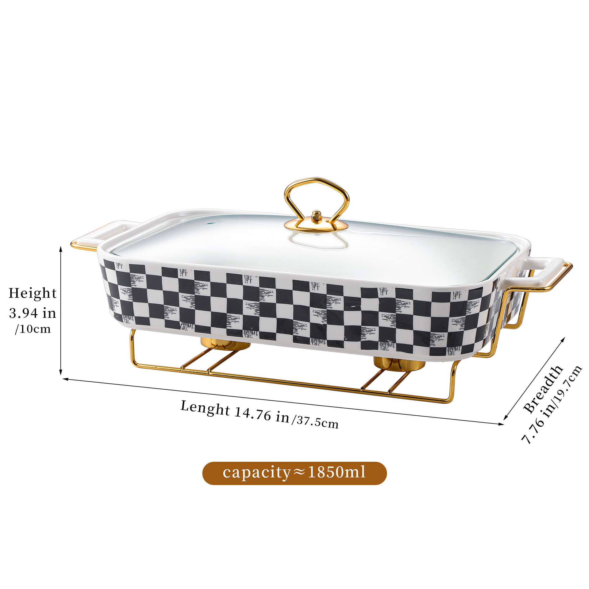 Pot à soupe en fer damier noir et blanc-grande taille