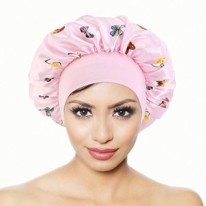 Gorro de Dormir con Estampado de Mariposas, Gorros de Satén con Banda Elástica Ancha, Cubrecabezas Nocturno, Turbantes Suaves para el Cabello para Mujeres y Niñas, Promoción - Product Image 2