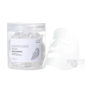 LMTLOP 40pcs fogli di maschera facciale in cotone all'ingrosso per la cura della pelle sensibile maschera facciale compressa Spa portatile fai da te con scatola D0903