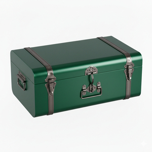 Set of 2 Handcrafted Blue Metal <b>Storage</b> Trunk Boxes with Lock Decorative <b>Storage</b> <b>Chest</b> Organizer for Home Office Hotel and Gift - Product Image 5