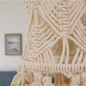 Macrame Woven Breathable 100% Cotton <b>Small</b> Bohemian Home Decor <b>Lampshade</b> Chandelier From Vietnam - Product Image 2