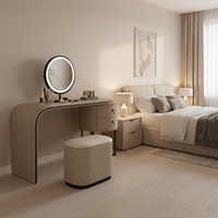 Très recommandé : Coiffeuse d'angle contemporaine nordique avec miroir et éclairage LED, mobilier de chambre à coucher