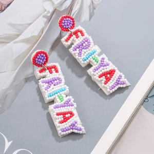 Boucles d'oreilles tissées Boucles d'oreilles en perles de riz FRI-YAY Cadeau de fête des enseignants de remise des diplômes pour les femmes Uionen 1795 - Product Image 2