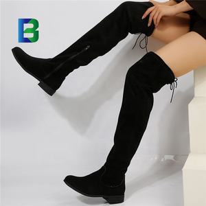 Bottines hautes pour femmes Barchon 2025, chaussures vintage d'automne et d'hiver, fermeture éclair plate, lacets, bottes en <span class=keywords><strong>daim</strong></span> noir et <span class=keywords><strong>marron</strong></span> pour femmes - Product Image 2