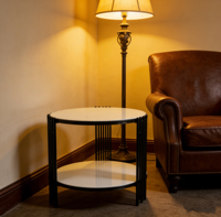 Table basse ronde noire de designers nordiques tendance pour salon, table d'appoint en céramique blanche