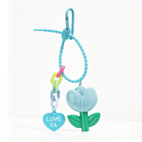 Gantungan Kunci Carabiner Bunga Tulip 3D Lucu, Aksesoris Tas Y2K, Liontin Hati Rantai Akrilik, Cetak UV, Grosir, Aksesoris Fashion