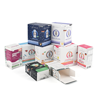 Boîte d'emballage pliable auto-érectrice en carton blanc recyclé, imperméable, réutilisable, avec logo personnalisé, pour médicaments/suppléments alimentaires