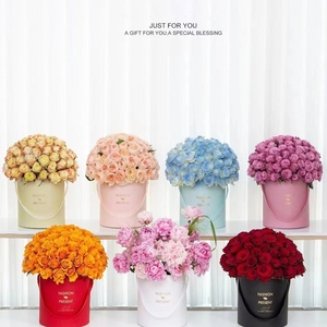 Wholesale 3pc Handheld <strong>Flower</strong> Bucket Rose Arrangement Bucket Valentine's Day Decoration Packaging <strong>Box</strong> Round Empty <strong>Box</strong> - Product Image 1