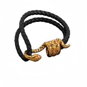 Pulsera de Serpiente Estilo Europeo Americano, Aleación de Zinc, Cuerda Trenzada Negra, Joyería del Zodíaco Animal, Brazalete de Moda - Product Image 5