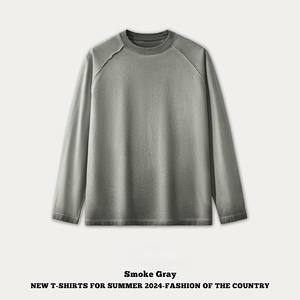 Jersey de gran tamaño de peso pesado, camisa para hombre, Sudadera con capucha tejida con estampado de Color sólido, estilo europeo de lavado para hombres mayores - Product Image 6