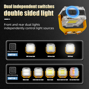 <b>USB</b> <b>Rechargeable</b> Double-Head LED Work <b>Light</b> High Power Floodlight with Waterproof ABS Lamp Body for Fishing & Camping - Product Image 4
