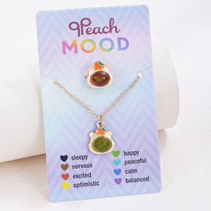 Ensemble collier et bague changeant <span class=keywords><strong>de</strong></span> couleur en fonction <span class=keywords><strong>de</strong></span> la température pour enfants, bijoux d'humeur, cadeau pour la fête des enfants - Product Image 6