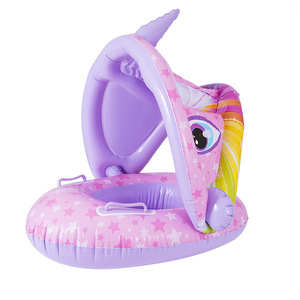 Flotador Inflable de Unicornio 73x64cm para Niños, Juguete Acuático con Asa y Diseño de Dibujos Animados - Product Image 1