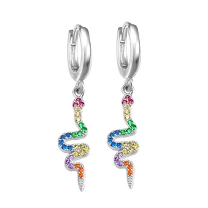Jewelry Manufacturer Colorful Huggie Pendant Earrings Men Women Snake Sterling Silver Hoop Chandelier Earrings