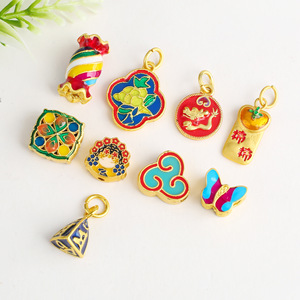 Cuentas colgantes de esmalte dorado antiguo de formas mixtas para accesorios de joyería DIY, pulseras, collares y adornos al por mayor - Product Image 3