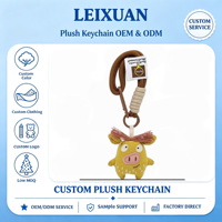 Porte-clés en peluche cochon jaune mignon en tissu, fait main, poupée cochon rembourrée, breloque de sac, pendentif en peluche dessin animé, mignon pour sac à dos avec mousqueton