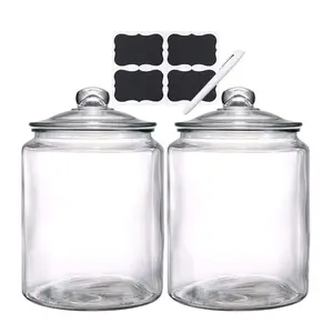 Pot en verre transparent vide pour aliments, pot de 2 gallons, avec couvercle étanche, vente en gros