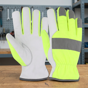 Guantes de Trabajo de Cuero PU de Alta Visibilidad con Puntas Antideslizantes y Muñequera Elástica, Guantes de Uso General para Ensamblaje - Product Image 5
