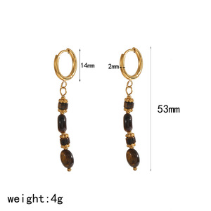 CAIOOCHE - Juego <span class=keywords><strong>de</strong></span> Aretes Largos <span class=keywords><strong>de</strong></span> Acero Inoxidable Vintage al por Mayor, Chapados en Oro, con Piedra <span class=keywords><strong>de</strong></span> Ojo <span class=keywords><strong>de</strong></span> Tigre <span class=keywords><strong>de</strong></span> Resina, Joyería <span class=keywords><strong>de</strong></span> Moda para Mujer - Product Image 4