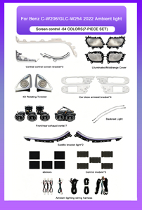 Systèmes d'éclairage automobile SJC pour <span class=keywords><strong>Mercedes</strong></span>-Benz Classe C GLC 2022-2025 Intérieur W206 X254 Accessoires décoratifs LED RGB 64 couleurs - Product Image 4