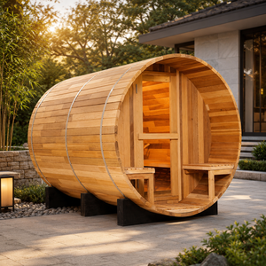 HG Luxury Outdoor Barrel Canadian Hemlock <b>Red</b> Cedar Wood Cabin for Home Garden Villa - Product Image 2
