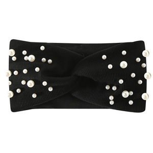 Diadema deportiva de algodón acanalado con perlas, color liso, absorbente de sudor, para lavarse la cara, venta al por mayor de fábrica, novedad transfronteriza - Product Image 5