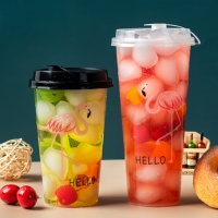 Gobelets en plastique PP jetables scellables en forme de U de 90 mm de diamètre avec logo personnalisé pour jus, bubble tea et boba