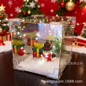 Christmas <b>Cube</b> Night <b>Light</b> Square Illuminated Decor For Living Room Bedroom Study Christmas Gift With Reindeer Santa Snowman - Product Image 3