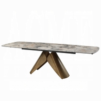 Table à manger extensible de luxe en pierre frittée contemporaine italienne avec base en métal pour la maison, l'hôtel, la salle à manger, vente en gros de meubles