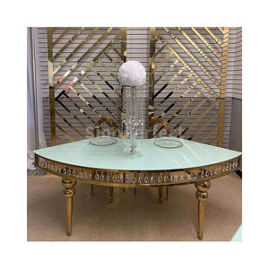 Muebles de Banquete para Hotel en Forma de Abanico de Acero Recién Llegados, Mesa de Bienvenida de Boda Moderna y Lujosa de Acero Inoxidable - Product Image 1