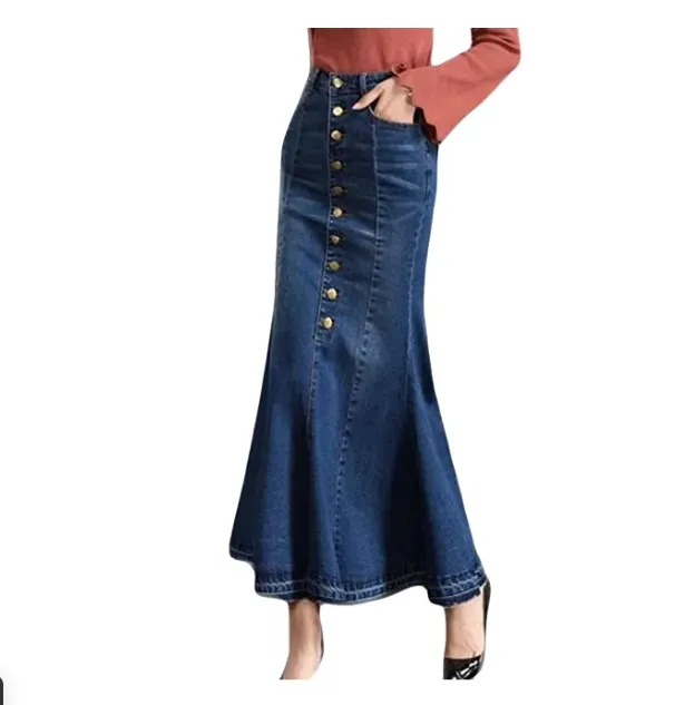 国際ブランドのサプライヤー ---- プラスサイズの女性のジーンズスカート品質のジーンズセクシーな女性の女性のスカートのための長いジーンズのスカート