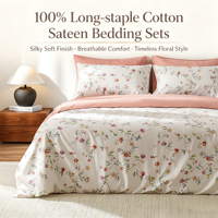 Ensemble de housse de couette en coton 100% écologique, 300 fils, imprimé végétal moderne, garnissage en polyester, pour toutes les saisons