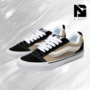 Vans Knu Skool Beige / Black Canvas Lace Up Vulcanize Style Chaussures de skateboard respirantes toutes saisons - Product Image 2