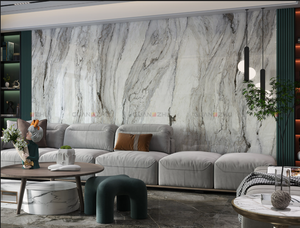 Dalles en pierre frittée Calacatta Gold 12 mm, design d'intérieur moderne, marbre en porcelaine, quartz artificiel, grande dalle, poli et soyeux - Product Image 4